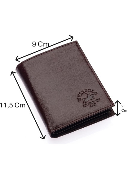 Hakiki Deri Kağıt Para ve Bozuk Para Bölmeli Erkek Cüzdanı - Kahverengi