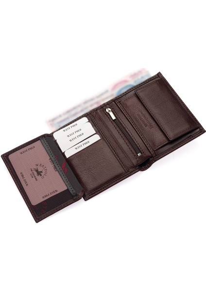 Hakiki Deri Kağıt Para ve Bozuk Para Bölmeli Erkek Cüzdanı - Kahverengi fırsatları