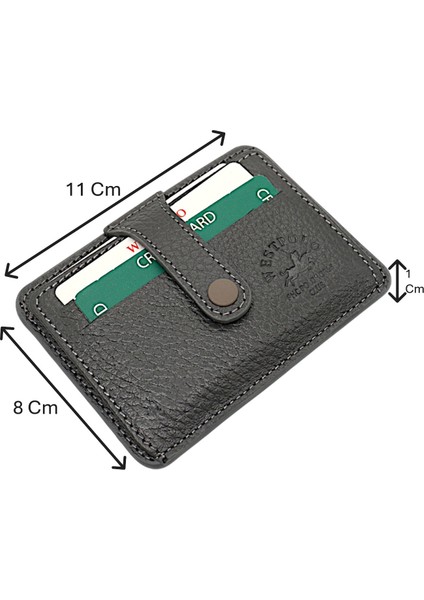 Carpi Çok Bölmeli Unisex Hakiki Flötr Deri Kartlık - Gri