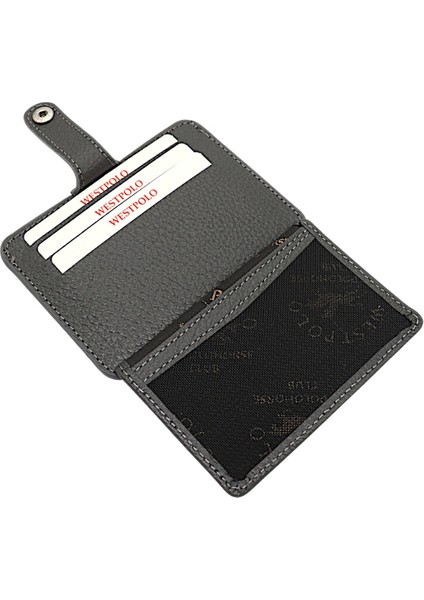 Carpi Çok Bölmeli Unisex Hakiki Flötr Deri Kartlık - Gri modelleri