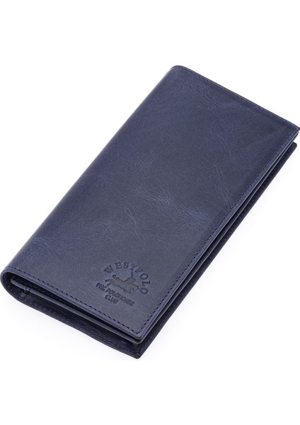 Bol Kart Bölmeli Hakiki Eskitme Deri Kağıt Para ve Telefon Bölmeli Unisex Cüzdan - Lacivert fiyatları