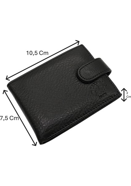 Hakiki Deri Bol Şeffaf Kart Bölmeli Patlı Unisex Kartlık - Siyah