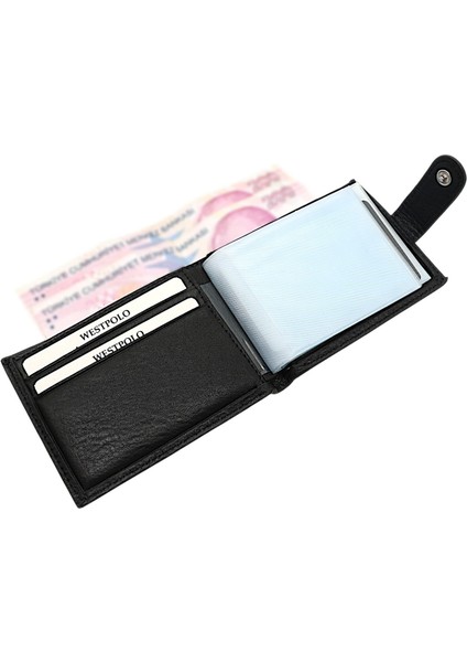 Hakiki Deri Bol Şeffaf Kart Bölmeli Patlı Unisex Kartlık - Siyah modelleri
