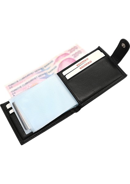 Hakiki Deri Bol Şeffaf Kart Bölmeli Patlı Unisex Kartlık - Siyah indirimleri