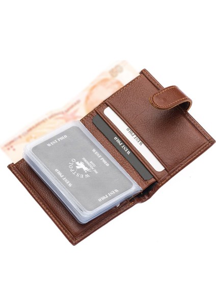 Hakiki Deri Kağıt Para ve Bol Şeffaf Kart Bölmeli Patlı Unisex Kartlık - Fındık fırsatları