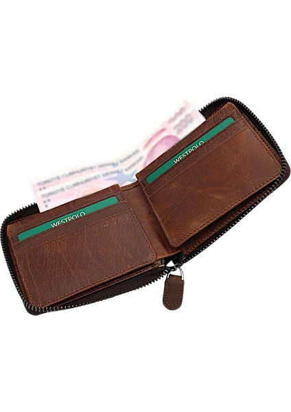 Unisex Kağıt Para ve Bol Kart Bölmeli Hakiki Eskitme Deri Cüzdan Kartlık - Tiguan Kahve modelleri
