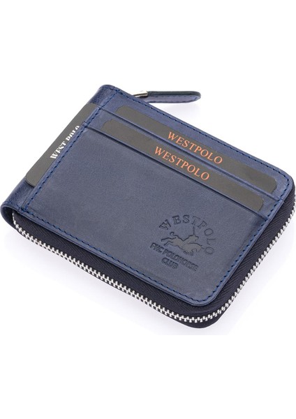 Mira Hakiki Eskitme Deri, Kağıt Para Bölmeli Unisex Cüzdan, Kartlık - Lacivert fiyatları