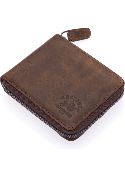 Unisex Kağıt Para ve Bozuk Para Bölmeli Hakiki Eskitme Deri Cüzdan Kartlık - G6 Kahverengi fiyatları
