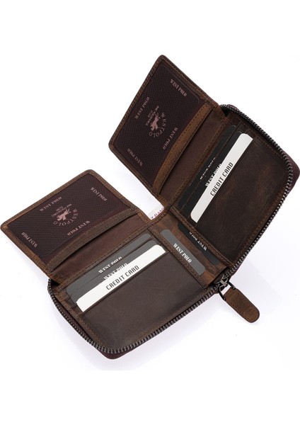 Unisex Kağıt Para ve Bozuk Para Bölmeli Hakiki Eskitme Deri Cüzdan Kartlık - G6 Kahverengi fırsatları