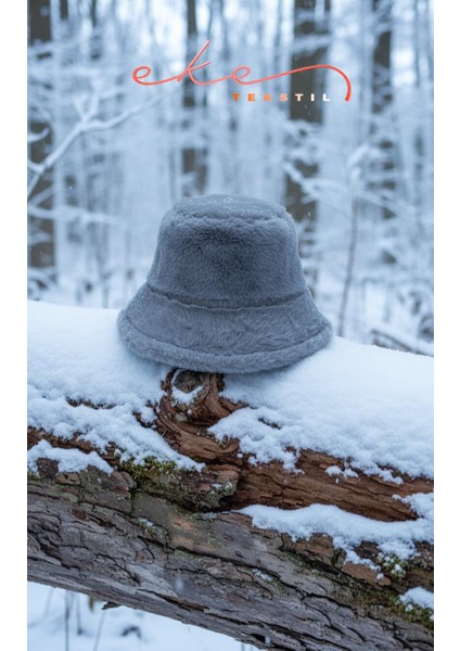 Kadın Peluş Bucket Açık Gri Renk Şapka modelleri