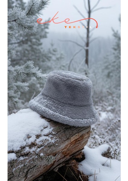 Kadın Peluş Bucket Açık Gri Renk Şapka fırsatları
