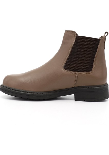 Kadın Vizon Antik Kauçuk Taban Hakiki Deri Chelsea Bot
