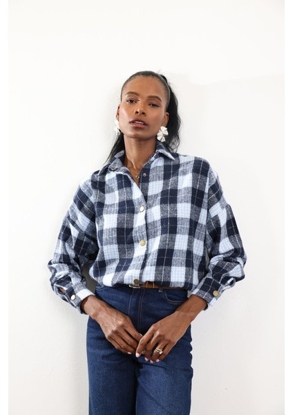 Mavi Ekose Gömlek modelleri