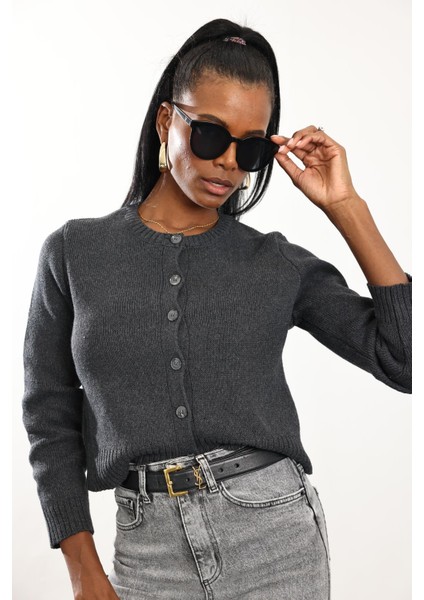 Antrasit Örgü Hırka