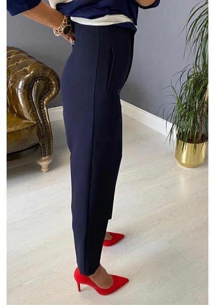 Yüksek Bel Lacivert Kadın Pantolon fiyatları