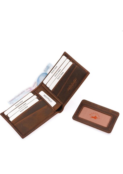Hakiki Eskitme Deri Kağıt Para ve Kart Bölmeli ve Ekstra Kartlıklı Erkek Cüzdanı - G2 Taba fırsatları