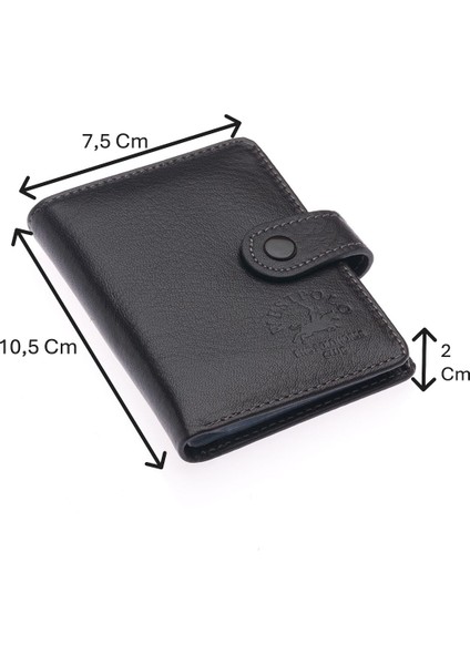 Hakiki Deri Kağıt Para ve Şeffaf Bol Kart Bölmeli Patlı Unisex Kartlık Cüzdan - Kahverengi