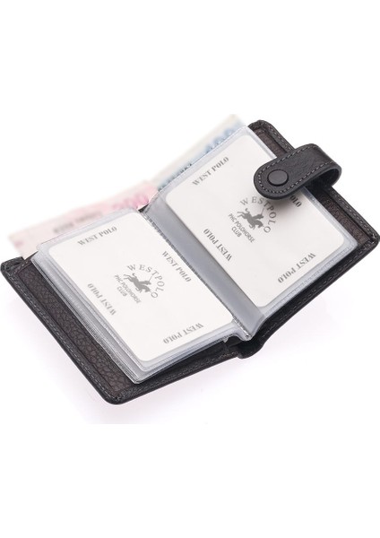 Hakiki Deri Kağıt Para ve Şeffaf Bol Kart Bölmeli Patlı Unisex Kartlık Cüzdan - Kahverengi fırsatları