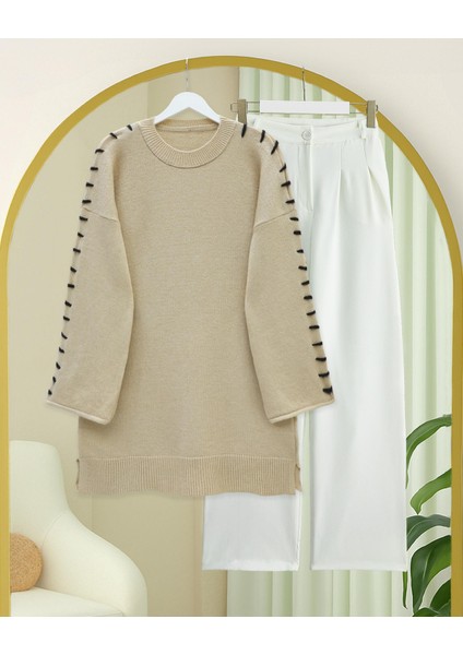 Kolları Ipli Çizgili Yumoş Triko Tunik fiyatları