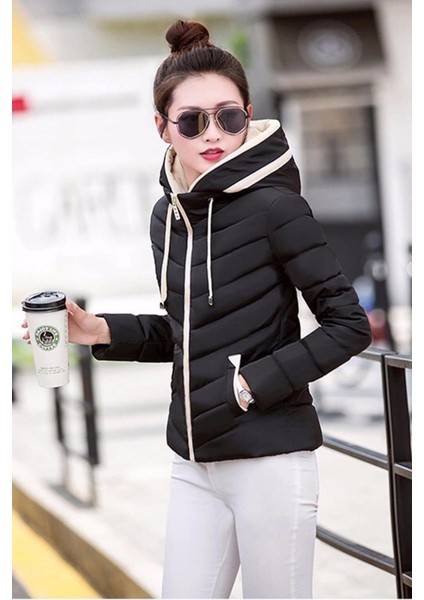 Günlük Kapüşonlu Kışlık Şişme Kadın Mont