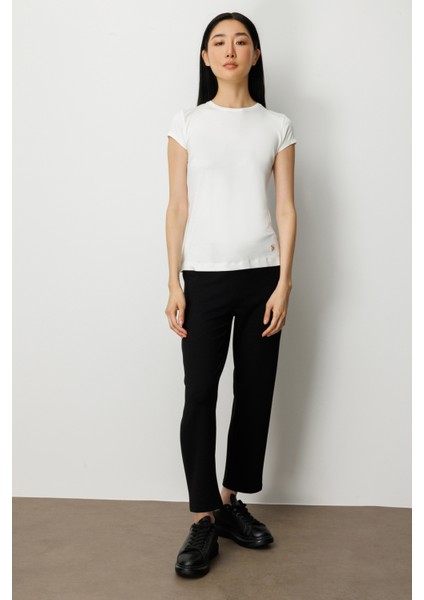 Kadın Sıfır Yaka Ay Kol Basic Bluz 61302 Ekru modelleri