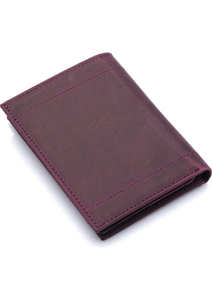 Hakiki Eskitme Deri Kağıt Para ve Kart Bölmeli Erkek Cüzdanı - Mor indirimleri