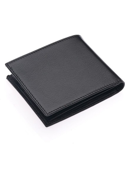 Hakiki Deri Kağıt Para, Bozuk Para ve Bol Kart Bölmeli Erkek Cüzdanı - Siyah indirimleri
