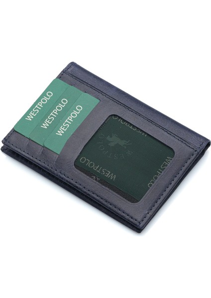 Hakiki Eskitme Deri Kağıt Para ve Bol Kart Bölmeli Unisex Cüzdan - Lacivert fırsatları