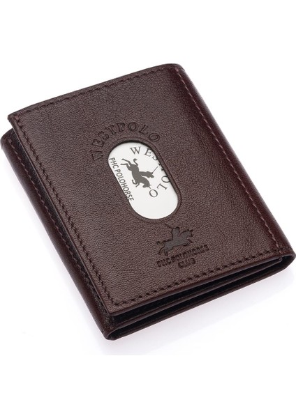 Hakiki Deri Kağıt Para ve Kart Bölmeli Unisex Cüzdan - Kahverengi fiyatları