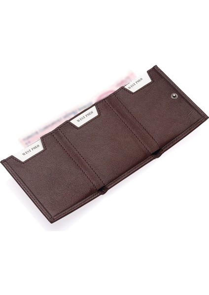 Hakiki Deri Kağıt Para ve Kart Bölmeli Unisex Cüzdan - Kahverengi modelleri