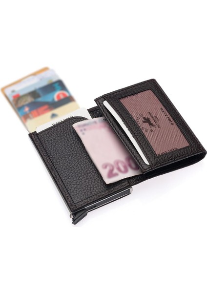 Mories Unisex Hakiki Guti Deri Kağıt Para Bölmeli ve Mekanizmalı Cüzdan Kartlık - Kahve fırsatları