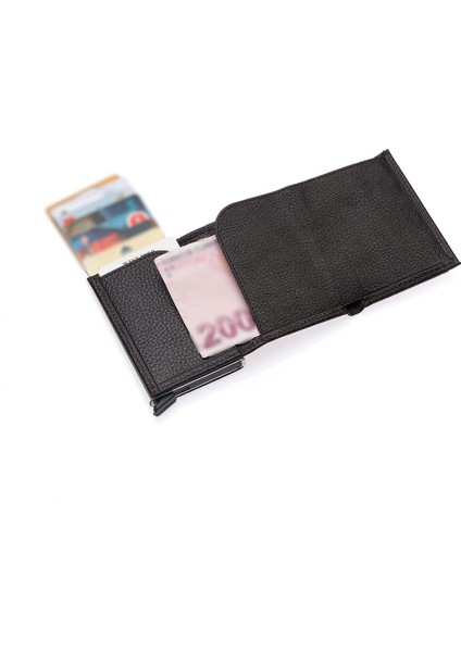 Mories Unisex Hakiki Guti Deri Kağıt Para Bölmeli ve Mekanizmalı Cüzdan Kartlık - Kahve indirimleri