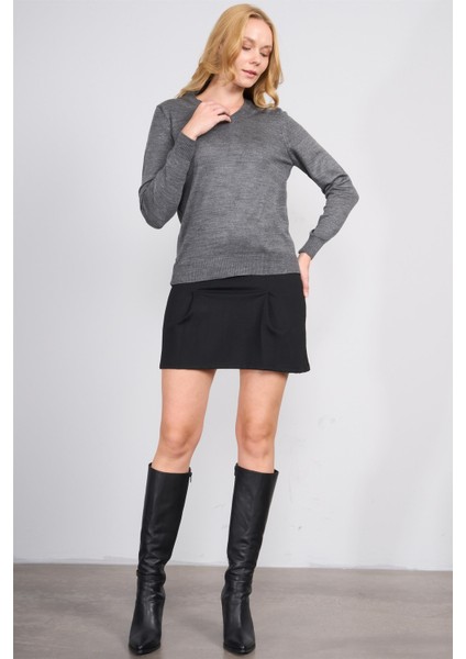 Çetinkaya Miyamira V Yaka Triko Koyu Grimelanj fiyatları