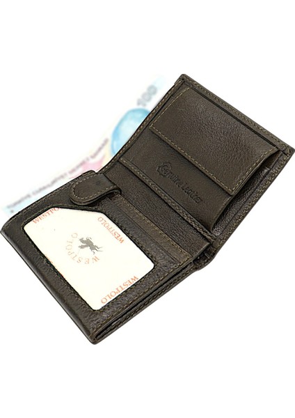 Kağıt Para ve Bozuk Para Bölmeli Hakiki Deri Erkek Cüzdanı - Yeşil modelleri