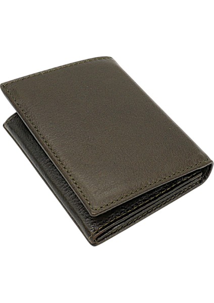 Kağıt Para ve Bozuk Para Bölmeli Hakiki Deri Erkek Cüzdanı - Yeşil