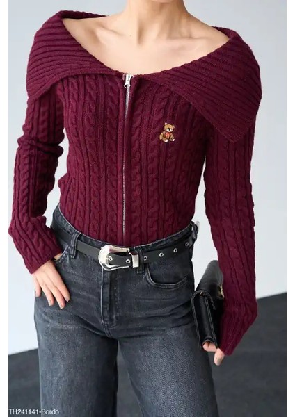 Fermuarlı Ayıcıklı Hırka