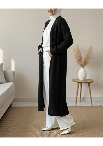 Zikzak Desenli Uzun Triko Hırka