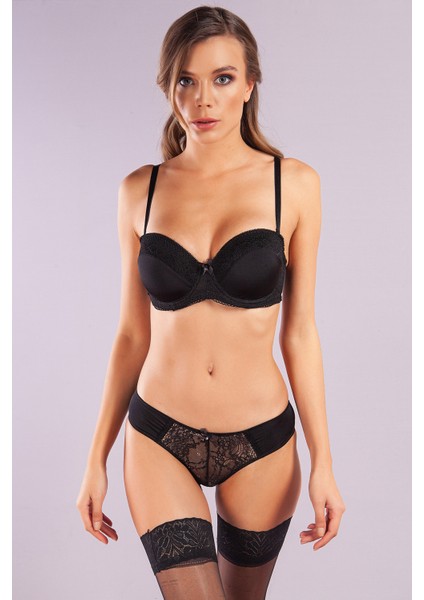 Golshan Gala Balconette Foam Cup Lace Bra, Siyah Konforlu ve Şık Sütyen, Strapless modelleri