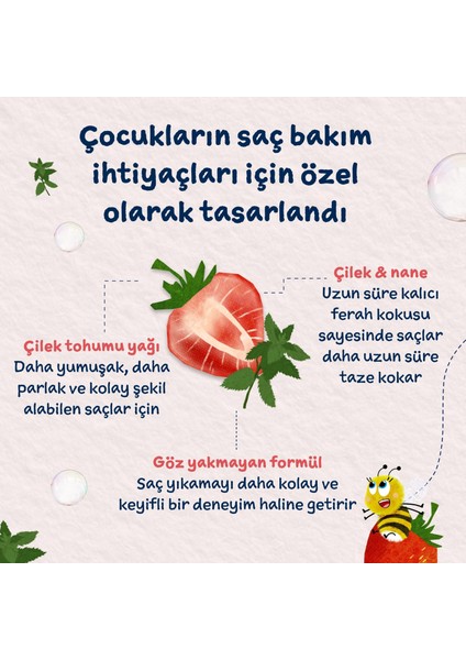 Çilek ve Organik Nane Özlü Çocuk Saç Krem 250ML fırsatları