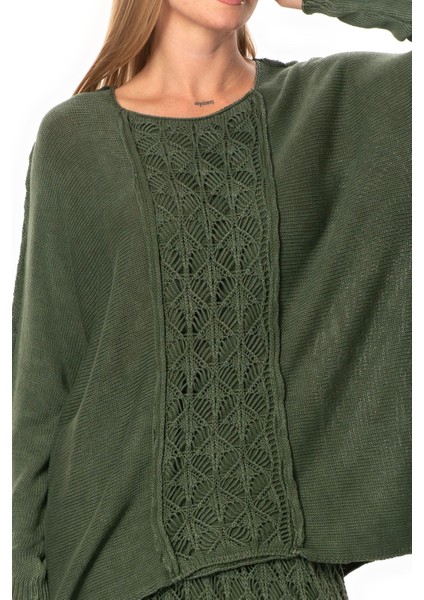 Uzun Kol Elvan Sonbahar ve Kışlık Triko Bluz Haki Hk modelleri