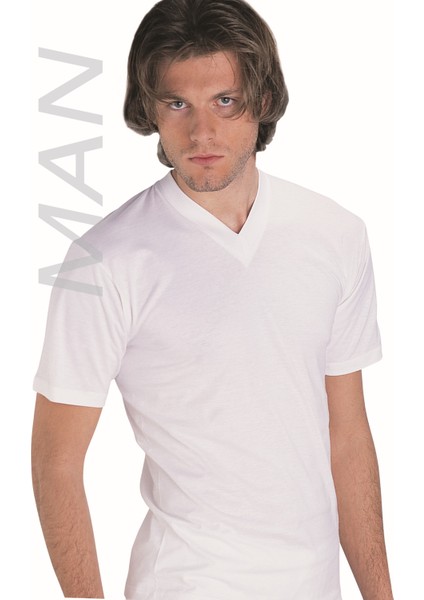 Erkek Beyaz Süprem Yarım Kollu V Yaka % 100 Pamuklu Fanila 3’lü Paket 111-3B fiyatları