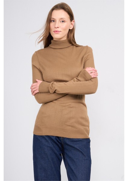 Çetinkaya Miyamira 2276 Bayan Balıkçı Yaka Kahve Triko