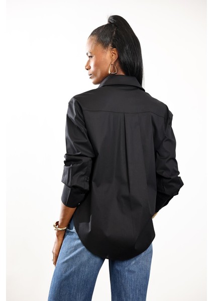 Siyah Maskülen Pamuk Gömlek 4112