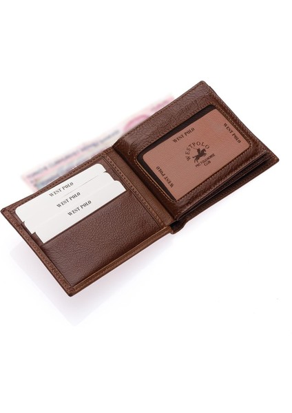 Hakiki Deri Kağıt Para, Bozuk Para ve Bol Kart Bölmeli Erkek Cüzdanı - Taba fırsatları