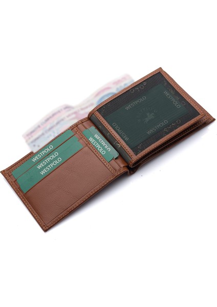 Hakiki Deri Kağıt Para, Bozuk Para ve Bol Kart Bölmeli Erkek Cüzdanı - Taba fırsatları