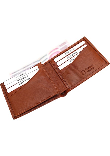 Hakiki Deri Kağıt Para, Bozuk Para ve Bol Kart Bölmeli Erkek Cüzdanı - Taba modelleri
