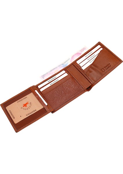 Hakiki Deri Kağıt Para, Bozuk Para ve Bol Kart Bölmeli Erkek Cüzdanı - Taba fırsatları