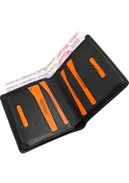 Kağıt Para ve Bol Kart Bölmeli Unisex Hakiki Deri Cüzdan Kartlık - Siyah modelleri