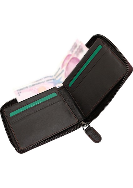 Lion Unisex Kağıt Para ve Bozuk Para Bölmeli Hakiki Deri Cüzdan Kartlık - Kahverengi modelleri