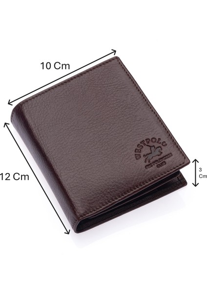 Hakiki Deri Ekstra Kartlıklı, Kağıt Para, Bozuk Para ve Bol Kart Bölmeli Erkek Cüzdan-Kahve
